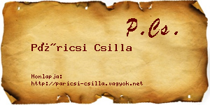 Páricsi Csilla névjegykártya
